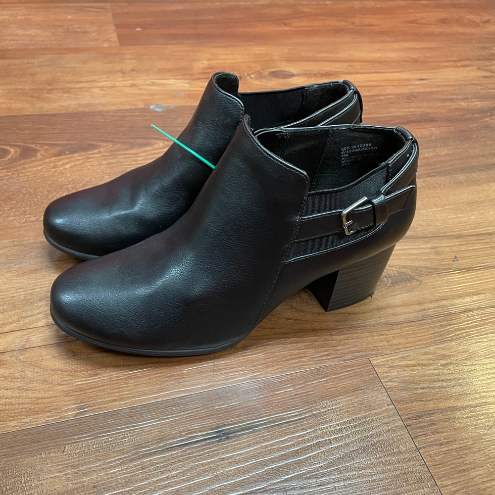 White Mountain Black Ankle Booties with Buckle Detail